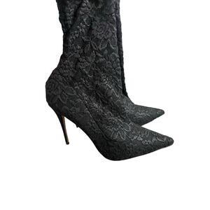 Aldo "Halle" pointed Toe Black Floral Lace Boots Women's Size 11